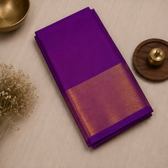 Elegant Purple Soft Silk Saree with Golden Zari Border