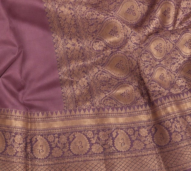 Dusty Mauve Heritage Silk Saree with Antique Zari Woven Pallu