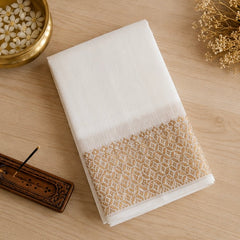 Kerala Cotton Saree with Broad Gold Zari Border