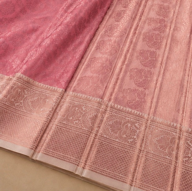 Royal Rani Pink Silk Saree with Intricate Zari Pallu & Traditional Woven Border