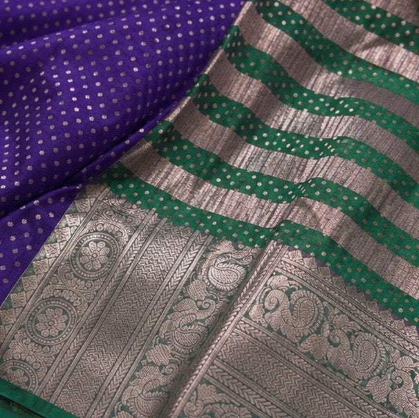 Deep Magenta Purple Antique Zari Saree