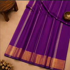 Elegant Purple Soft Silk Saree with Golden Zari Border