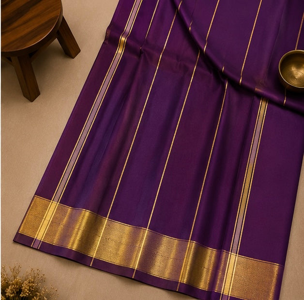 Elegant Wine Soft Silk Saree with Golden Zari Border