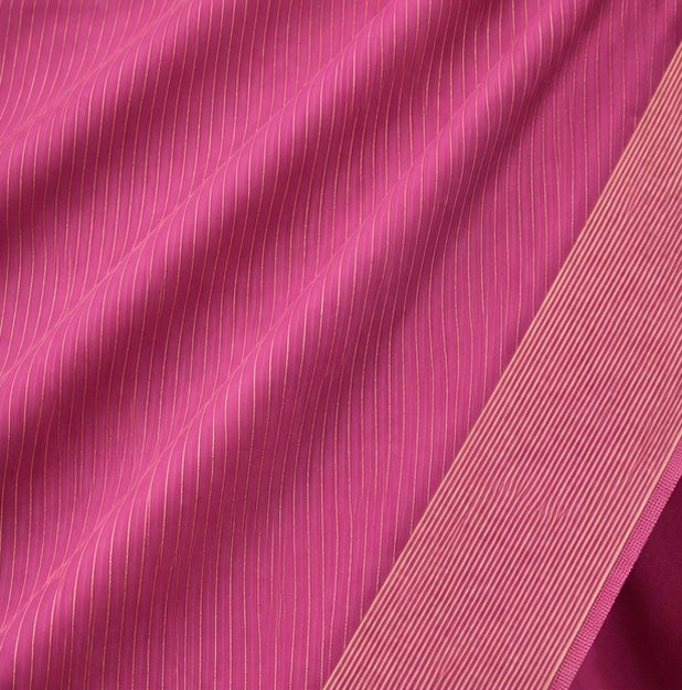 Premium Plain Soft Silk Saree with Elegant Gold Line Pallu & Self Zari Border | Orchid Pink