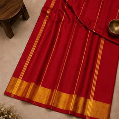Elegant Red Soft Silk Saree with Golden Zari Border
