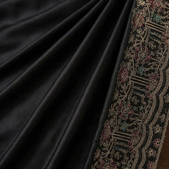 Black Embroidered Saree with Designer Floral Border