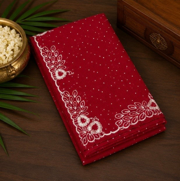 Wine Embroidered Party Wear Saree