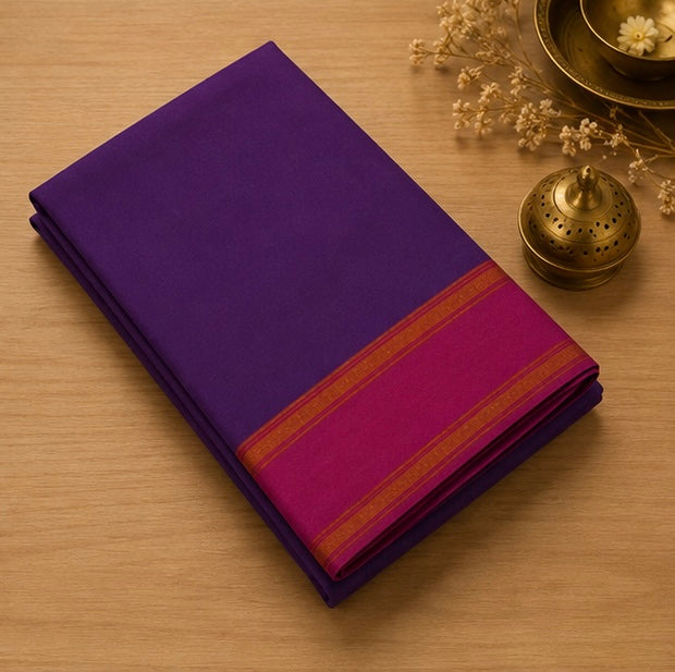 Soft Silk Saree with Traditional Zari Border | Purple
