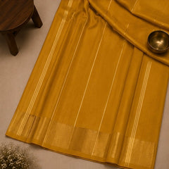Elegant Yellow Soft Silk Saree with Golden Zari Border
