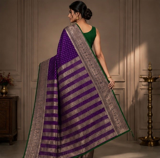 Dark Purple Silk Woven Saree