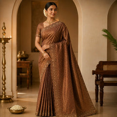 Dusty Pink Designer Embroidered Saree