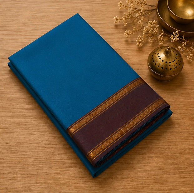 Soft Silk Saree with Traditional Zari Border | Blue