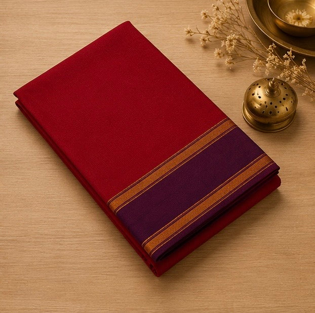Soft Silk Saree with Traditional Zari Border | Red