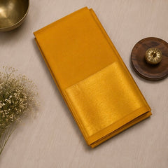 Elegant Yellow Soft Silk Saree with Golden Zari Border