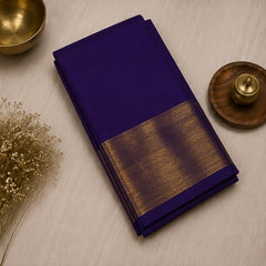 Elegant Violet Soft Silk Saree with Golden Zari Border
