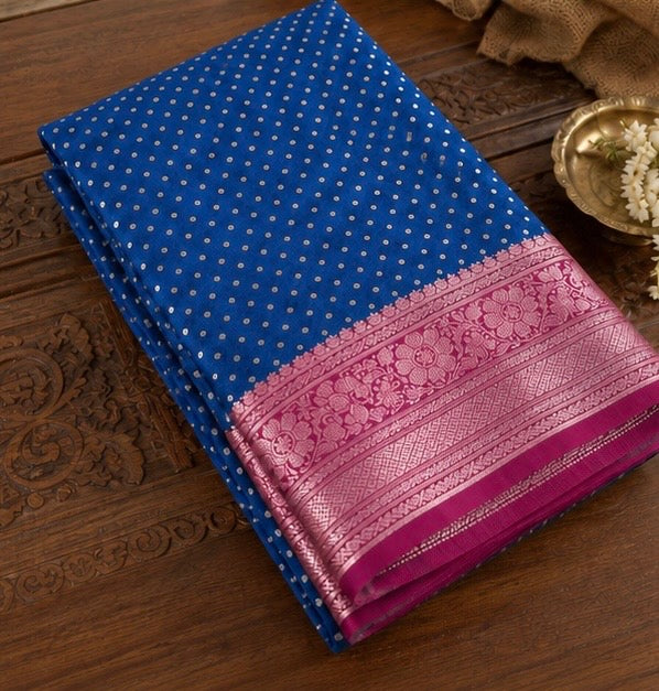 Peacock Blue Banarasi Silk Woven Saree