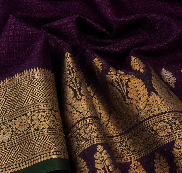 Royal Plum Purple Silk Woven Saree with Gold Zari Border