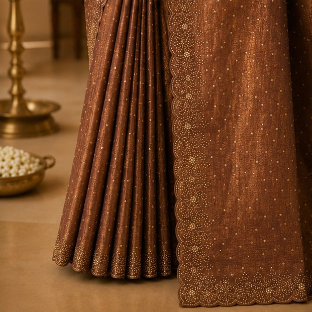 Dusty Pink Designer Embroidered Saree