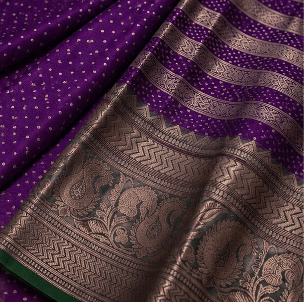 Dark Purple Silk Woven Saree