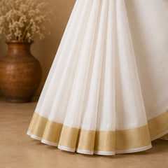 Kerala Silk Saree with Plain Gold Border