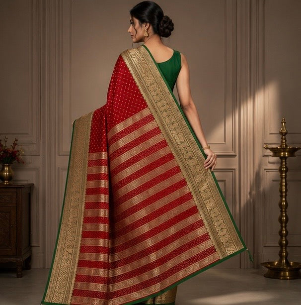 Red Banarasi Silk Woven Saree