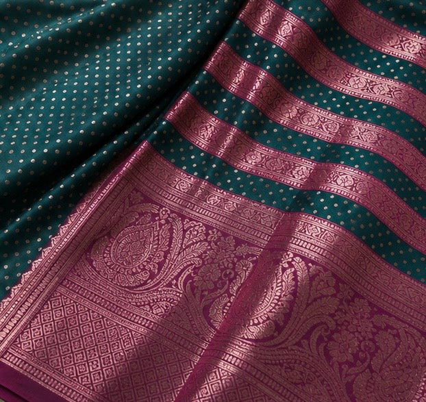 Teal Green Silk Woven Saree