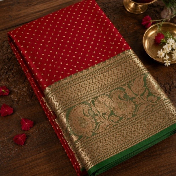 Red Banarasi Silk Woven Saree