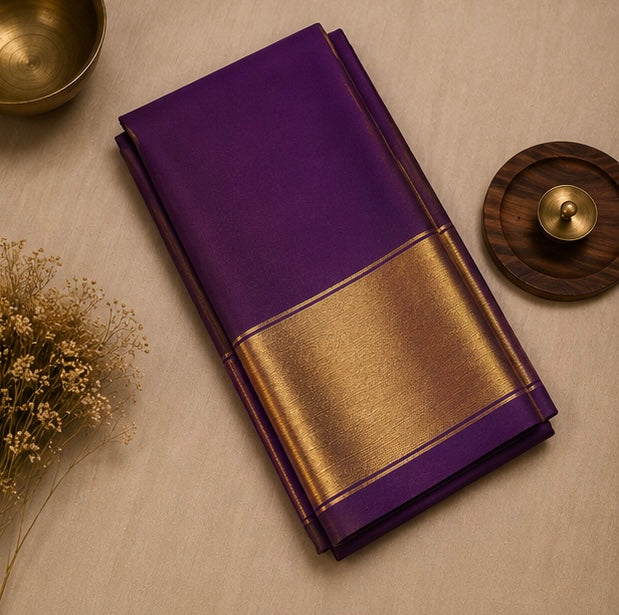 Elegant Wine Soft Silk Saree with Golden Zari Border