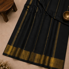 Elegant Black Soft Silk Saree with Golden Zari Border