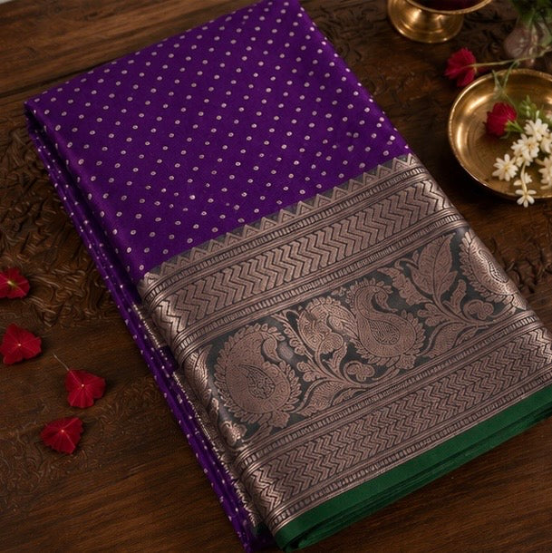 Dark Purple Silk Woven Saree