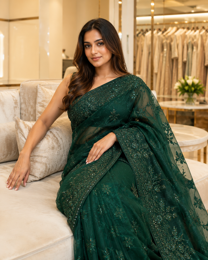 SKY BLUE DOFT TUSSAR PICHWAI PRINT SAREE