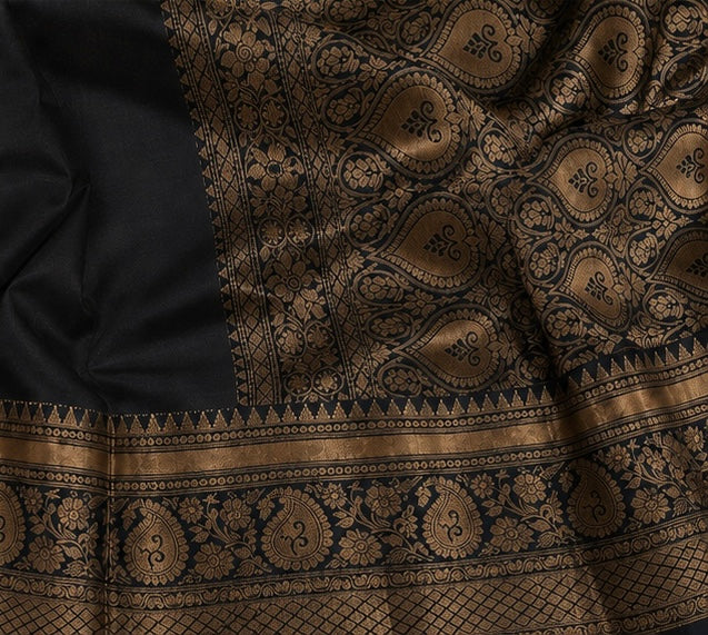 Deep Olive Silk Woven Saree with Antique Zari Pallu