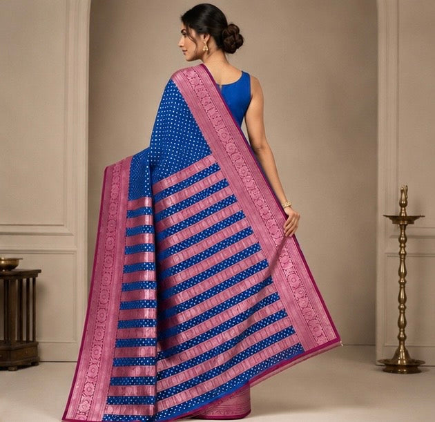 Peacock Blue Banarasi Silk Woven Saree