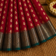 Royal Pink Wedding Silk Saree with Grand Antique Zari Pallu & Peacock Border