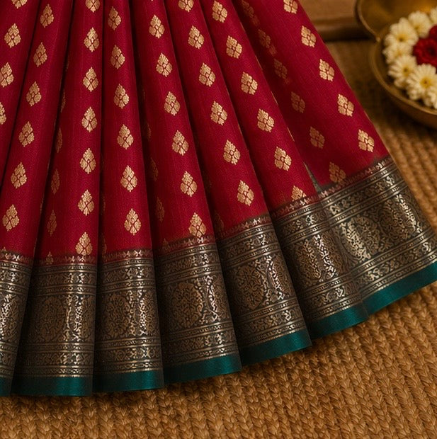 Royal Pink Wedding Silk Saree with Grand Antique Zari Pallu & Peacock Border