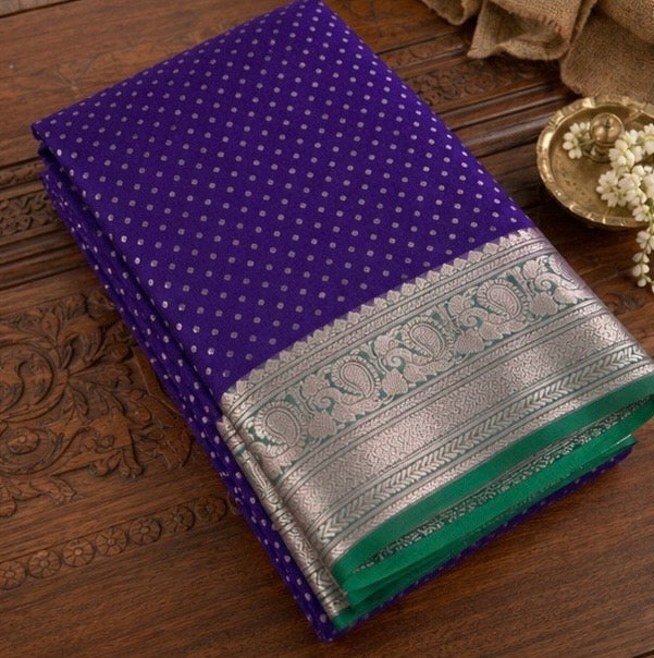 Deep Magenta Purple Antique Zari Saree