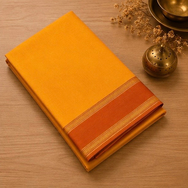 Soft Silk Saree with Traditional Zari Border | Mustard Yellow