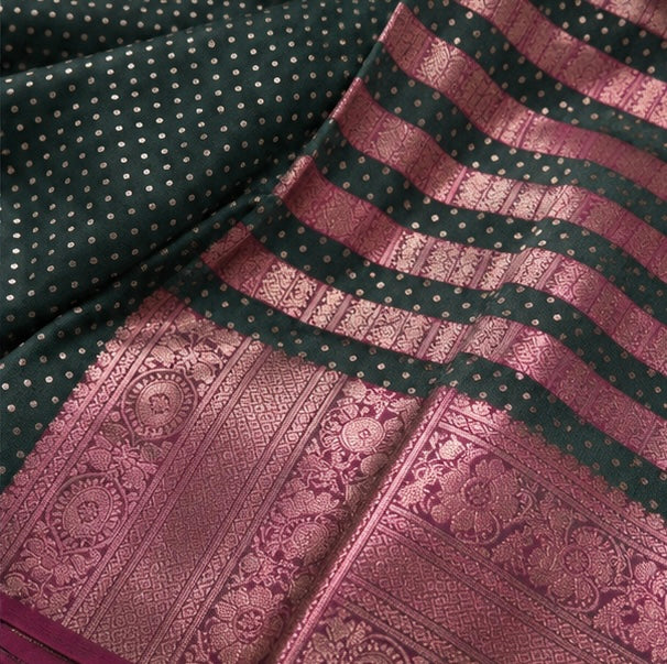 Bottle Green Silk Woven Saree