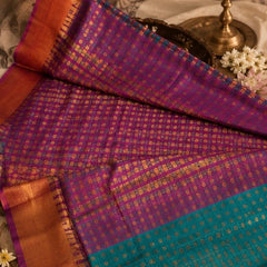 Premium Peacock Blue Banarasi Silk Saree with Gold Zari Border